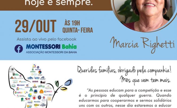 Tem ciclo de palestras Montessori para famílias nesta quinta-feira (29)