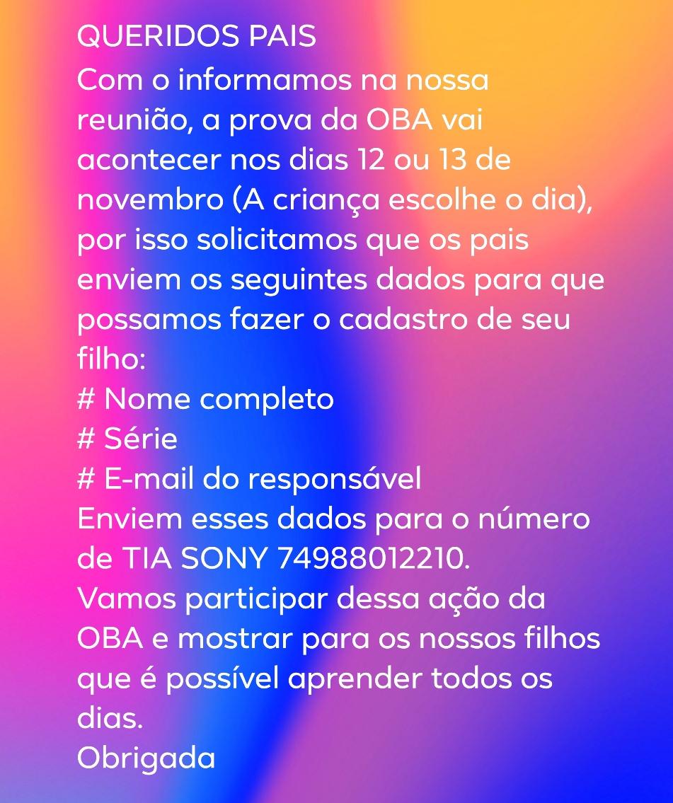 Alunos do 2º, 3º, 4º e 5º anos podem participar da Olimpíada Brasileira de Astronomia e Astronáutica (OBA). Inscreva seu filho na OBA Virtual 2020, basta enviar o nome completo […]